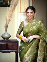 Nemesis Mehndi Soft Silk Saree
