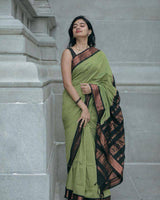 Imbrication Pista Soft Silk Saree