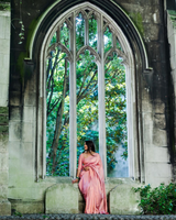Bindu Peach Litchi Silk Saree With Attached Blouse