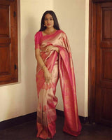 Elegant Peach Soft Silk Saree