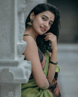 Imbrication Pista Soft Silk Saree