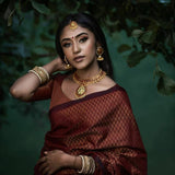 Unique Design Maroon Banarasi Soft Silk Saree