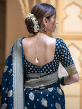 Midnight Blue Banarasi Silk Saree