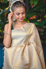 Dazzling White Color Soft Lichi Silk Saree