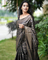 Excellent Black Soft Silk Saree