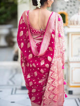 Pink Banarasi Soft Silk Saree