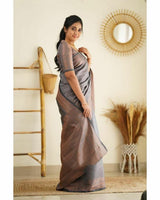 Desultory Grey Soft Silk Saree