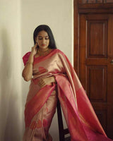 Elegant Peach Soft Silk Saree