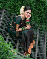 Wedding Special Dark Green Jacquard Work Saree