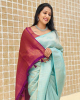 Dazzling Firozi Soft Silk Saree