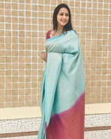 Dazzling Firozi Soft Silk Saree