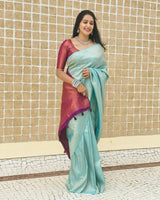 Dazzling Firozi Soft Silk Saree