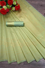 Vedhika Pista Soft Silk Saree