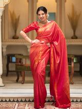 Carrot Red Premium Soft Banarasi Silk Saree
