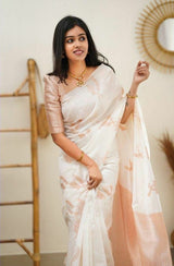 Epiphany White Soft Silk Saree