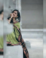 Imbrication Pista Soft Silk Saree