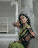 Imbrication Pista Soft Silk Saree