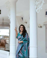 Sizzling Firozi Soft Silk Saree