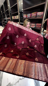 Adorable Wine Soft Silk Saree With Evocative Blouse Piece