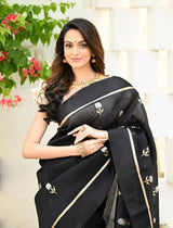Elision Black Soft Silk Saree
