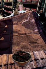 Trendy Purple Soft Banarasi Silk Saree With Forbearance Blouse Piece