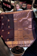 Trendy Purple Soft Banarasi Silk Saree With Forbearance Blouse Piece