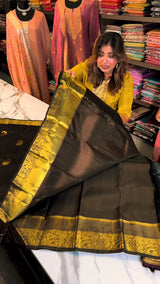 Lassitude Black Soft Banarasi Silk Saree With Glowing Blouse Piece