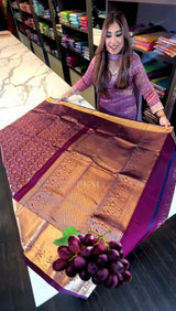 Vibrant Purple Soft Banarasi Silk Saree With Winsome Blouse Piece