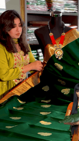 Impressive Dark Green Soft Banarasi Silk Saree With Lovely Blouse Piece