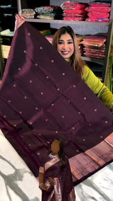 Jazzy Wine Soft Banarasi Silk Saree With Snazzy Blouse Piece