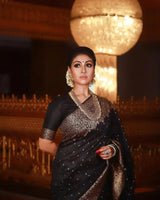 Shivi – Black Banarasi Silk Saree with Jacquard Zari Border