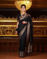 Shivi – Black Banarasi Silk Saree with Jacquard Zari Border