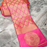 Apogee Pink Banarasi Silk Saree