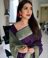Lilac Purple Banarasi Silk Saree