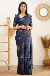 Sapphire Blue Banarasi Silk Saree