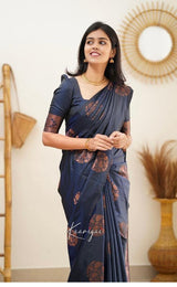 Neon Blue Banarasi Silk Saree