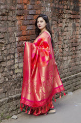 Taffy Pink Banarasi Silk Saree