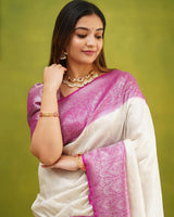 Serendipity White Soft Silk Saree