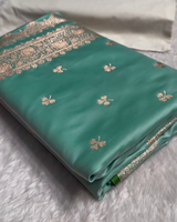 Urmila – Green Banarasi Semi-Katan Silk Saree with Golden Zari Butta and Broad Border