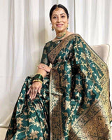 Fructuous Green Banarasi Silk Saree