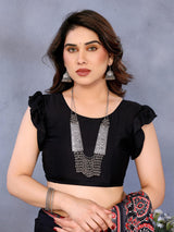 Black Bandhani Print Silk Saree with Patola Pallu