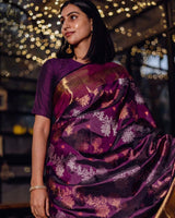 Purple Kanjivaram Silk Saree with Rich Zari Border