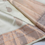 Ivory Kanjivaram Saree with Rose Gold Zari Motifs