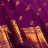 Pure Purple Kanjivaram Saree with Golden Deer Motifs