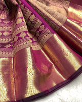 Royal Purple Banarasi Saree with Antique Zari Weave