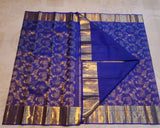 Royal Blue Kanjivaram Silk Saree with Golden Zari Floral Weave