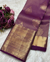 Royal Purple Kanjivaram Saree with Intricate Gold Zari Weave