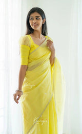 Maithili Yellow Sheer Organza Saree