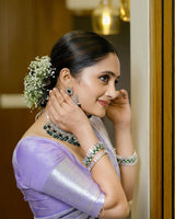 Lavender Soft Silk Saree with Silver Zari Weaving