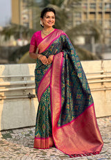 Turquoise Green Banarasi Silk Saree – Festive Radiance in Every Drape